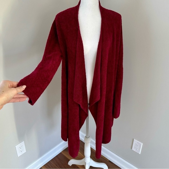 Barefoot Dreams Bamboo Chic Lite Calypso Open Front Cardigan Burgundy L / XL - Picture 5 of 13